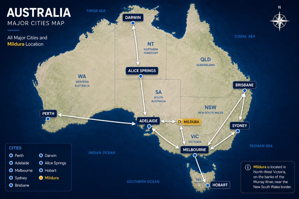 Australia Major Cities Map